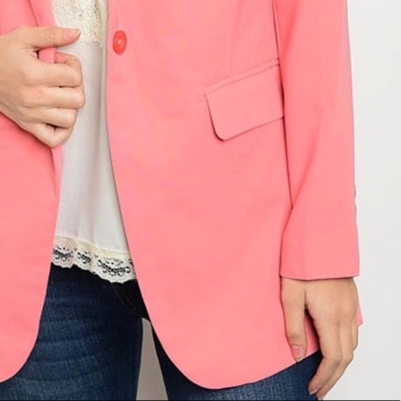 Coral Blazer with Front Button Opening - Picture 8 of 8